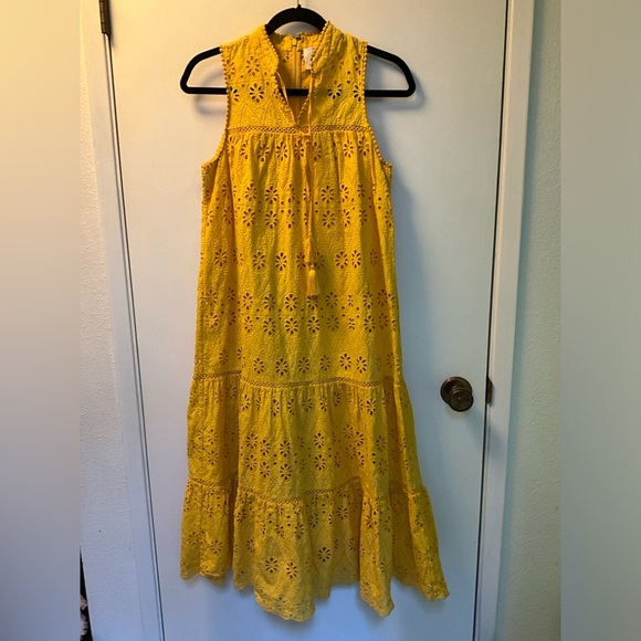 KATE SPADE New York Yellow Eyelet Patio Dress Size Small - Picture 2 of 13
